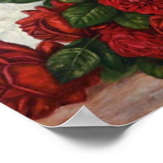 Korb der Rote Rosen Paul de Longpre Kunst Poster (Ecke)