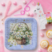 Korb der weißen Sterne Pappteller (Party)