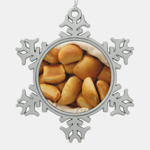 Korb des Abendessens Rolls Schneeflocken Zinn-Ornament