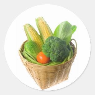 Korb des Gemüses Runder Aufkleber