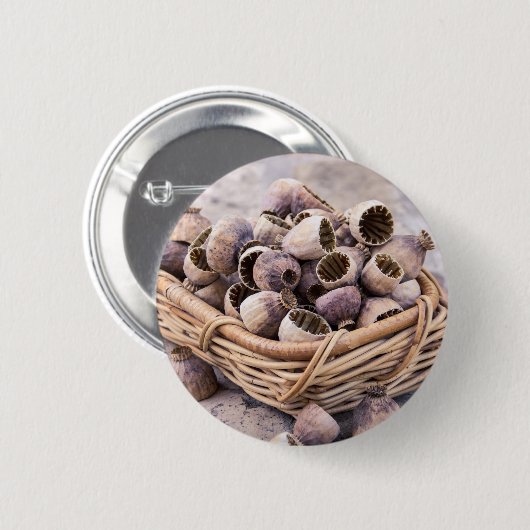 Korb des getrockneten Hülsen-Mohns Button (Vorne & Hinten)