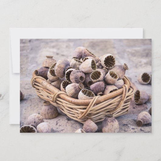 Korb des getrockneten Hülsen-Mohns Einladung (Vorderseite)