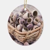 Korb des getrockneten Hülsen-Mohns Keramik Ornament (Links)
