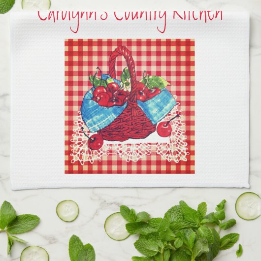 Korb des KirschGeschirrtuchs durch Künstler Geschirrtuch (Gefaltet)