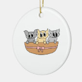 Korb mit 3 Kätzchen, Karikatur Keramikornament (Links)