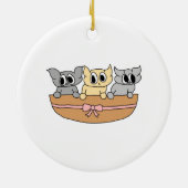 Korb mit 3 Kätzchen, Karikatur Keramikornament (Hinten)