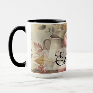 Korb mit Äpfeln auf Tisch altes Wasserfarbgemälde Tasse