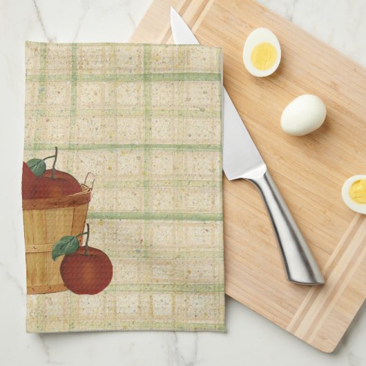 Korb mit Äpfeln Küchentuch (Viertel Falte)