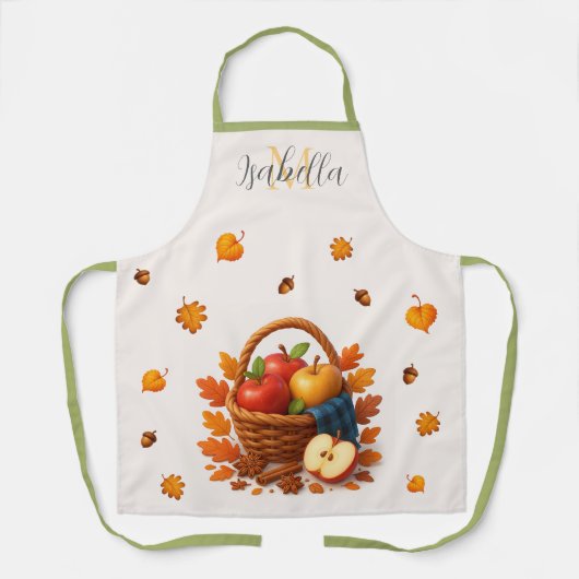 Korb mit Äpfeln und Blätter im Herbst Schürze (Vorderseite)