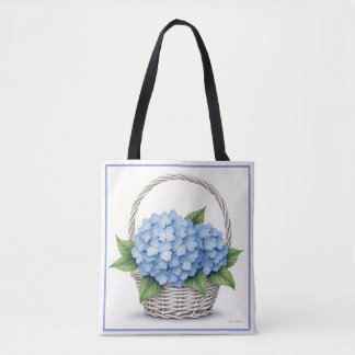 Korb mit blauen Hortensien Tasche