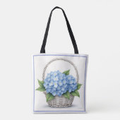 Korb mit blauen Hortensien Tasche (Rückseite)