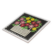 Korb mit Blumen, rot und gelb, Fliese (Seite)