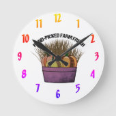 Korb mit drei Kürbis Runde Wanduhr (Vorderseite)