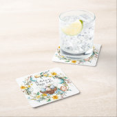 Korb mit Eiern und blumengeschmückten Ostern Rechteckiger Pappuntersetzer (Vor Ort)