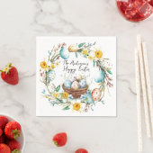 Korb mit Eiern und blumengeschmückten Ostern Serviette (Beispiel)