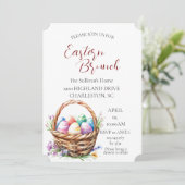 Korb mit Eiern und Osterbrunch Einladung (Stehend Vorderseite)