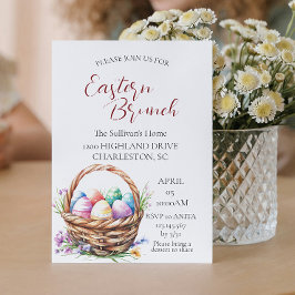 Korb mit Eiern und Osterbrunch Einladung