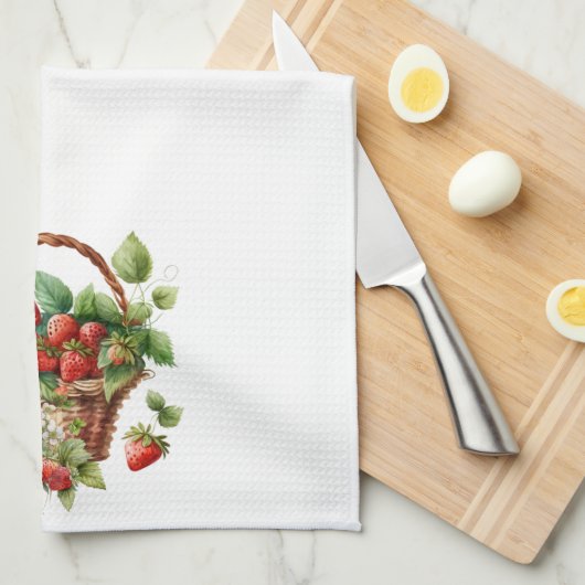 Korb mit frischen Erdbeeren Geschirrtuch (Viertel Falte)
