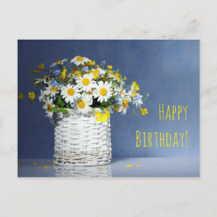 Korb mit Frühlingsblumen Postkarte