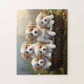 Korb mit fünf süßen Welpen Puzzle (Vertikal)