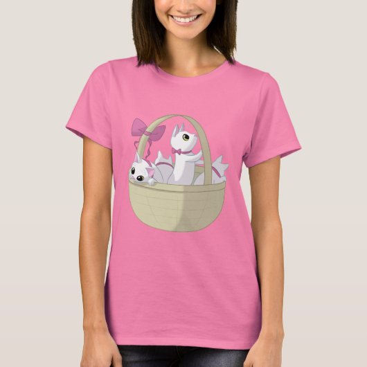 Korb mit Kätzchen T-Shirt (Vorderseite)