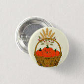 🍂Korb mit Kürbissen und Herbstweizen Button (Vorne & Hinten)