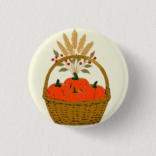 🍂Korb mit Kürbissen und Herbstweizen Button (Vorderseite)
