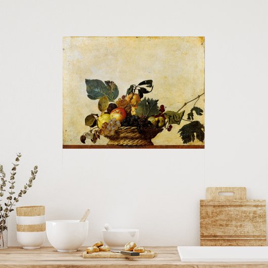 Korb mit Obst, Caravaggio Poster (Küche)