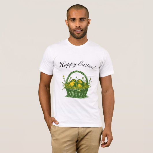 Korb mit Ostereiern | Frohe Ostern T-Shirt (Vorne ganz)