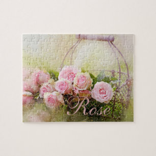 Korb mit rosa Rosen Puzzle