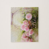 Korb mit rosa Rosen Puzzle (Vertikal)