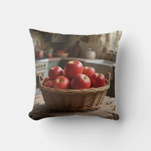Korb mit roten Äpfeln Kissen
