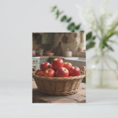 Korb mit roten Äpfeln Postkarte (Stehend Vorderseite)