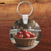 Korb mit roten Äpfeln Schlüsselanhänger (Rückseite)