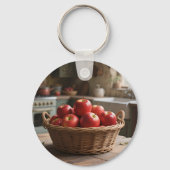 Korb mit roten Äpfeln Schlüsselanhänger (Rückseite)