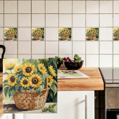 Korb mit Sonnenblumen Fliese