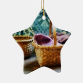 Korb mit Strickzeug Keramik Ornament (Rechts)
