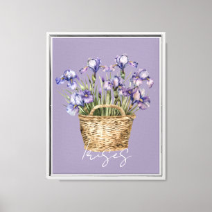 Korb mit violetten Schwertlilienblumen Leinwanddruck