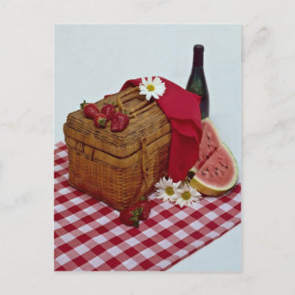 Korb- und Wassermelonscheiben Postkarte