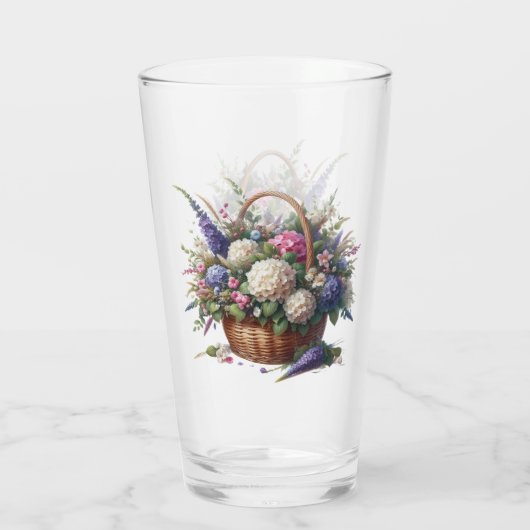 Korb voller Blume Glas (Rückseite)