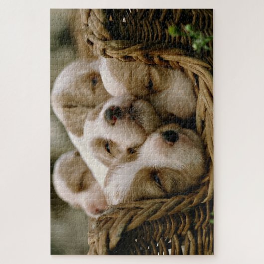 Korb voller schlafender Welpen Puzzle (Vertikal)