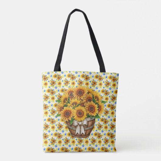 Korb voller Sonnenblumen Tasche (Rückseite)