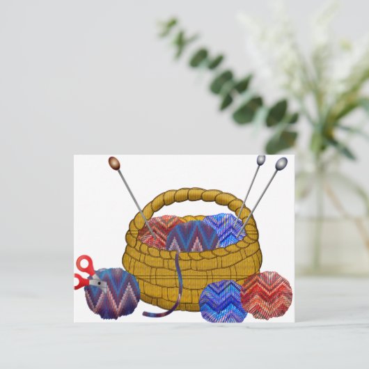 Körbchen aus Garnknitternadeln Crochet Craft Postkarte (Stehend Vorderseite)