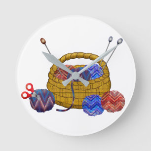 Körbchen aus Garnknitternadeln Crochet Craft Runde Wanduhr