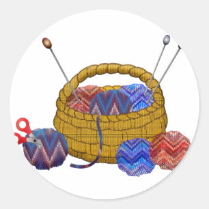 Körbchen aus Garnknitternadeln Crochet Craft Runder Aufkleber