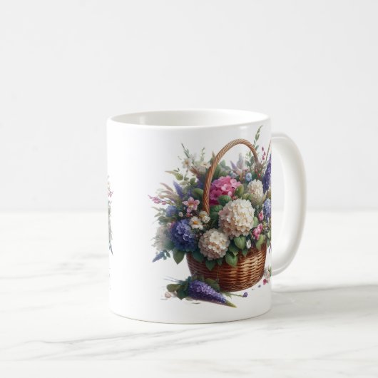 Körbchen mit Blume gefüllt Kaffeetasse (VorderseiteRechts)