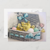 Körbchen mit Eiern und Blume Postkarte (Vorne/Hinten)