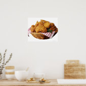 Körbchen mit gebratenem Huhn Poster (Küche)