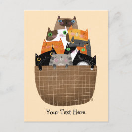 Körbchen von Kätzchen Einladungspostkarte