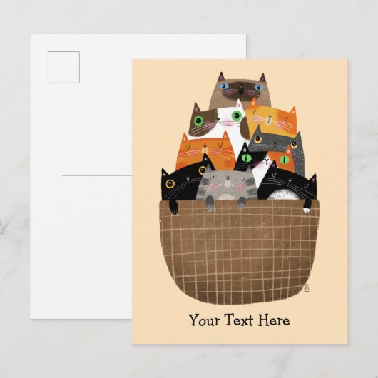 Körbchen von Kätzchen Einladungspostkarte (Vorne/Hinten)
